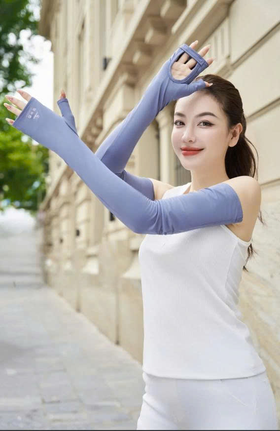 Găng tay chống nắng nữ dài chất liệu sợi lạnh Icetext cản 100% UV - Ảnh 4