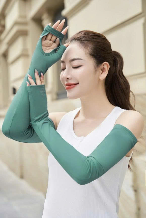 Găng tay chống nắng nữ dài chất liệu sợi lạnh Icetext cản 100% UV - Ảnh 3